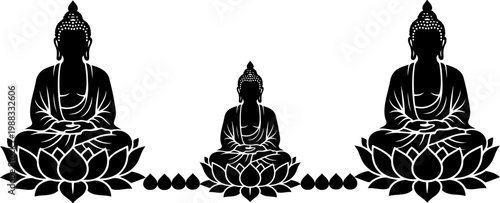 Minimal Solid Black Lotus Buddha Silhouette Design