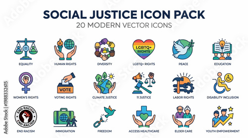 Social Justice Icon Pack Modern Vector Icons for Equality Human Rights