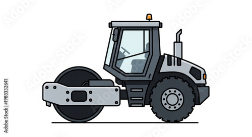 Heavy Duty Steamroller Vehicle for Road Construction and Compaction.