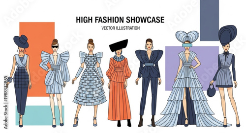 High Fashion Showcase Vector Abstract Models.