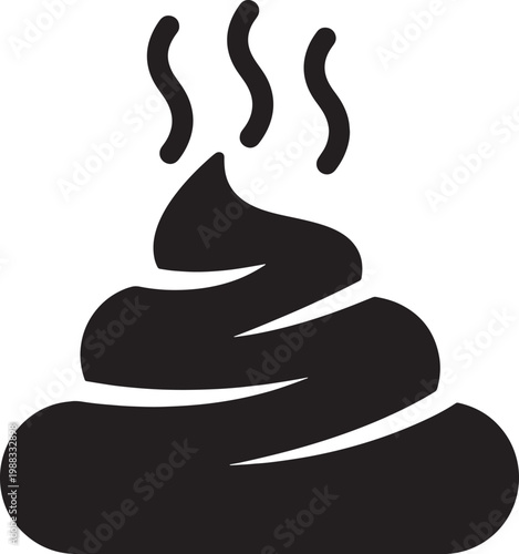 Black silhouette of a pile of poop with steam rising