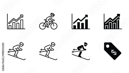 Icons representing growth, sports, and financial concepts in a visual metaphor