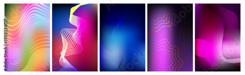 Abstract colorful gradient waves poster or background collection. Lighting focused Futuristic poster templates, Vector illustration of vibrant wave patterns or creative Background design