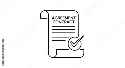 Agreement Contract Document with Check Mark Icon.