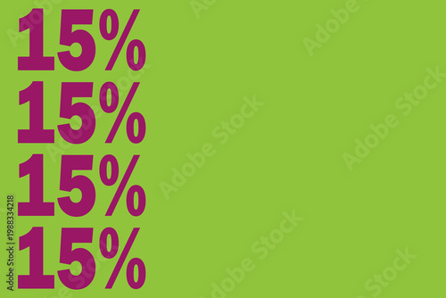 Bright green background displaying the text 15 repeated four times in magenta