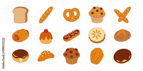 Set of Hand Drawn Bakery Icons