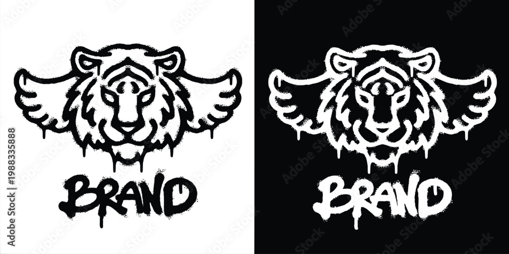 Obraz premium Tiger With Wings Urban graffiti style logo