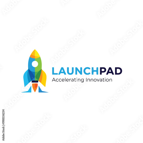A rocket graphic with text that says 'launchpad' and text below it