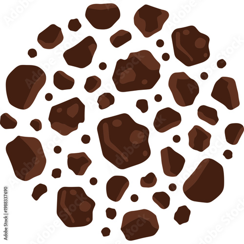 Illustration of various brown rocks and pebbles scattered on a surface