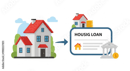 House Loan Application Process Illustration.