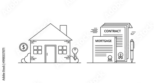 House Mortgage Contract and Key.