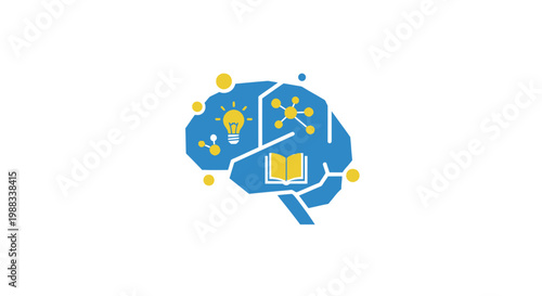 Conceptual illustration depicting mind processes, knowledge, and scientific innovation