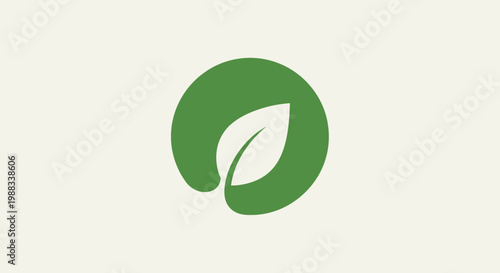 Minimalist Leaf Logo in a Green Circle, Eco-Friendly Branding Concept, Clean and Simple