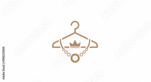 Elegant boutique logo design featuring a hanger, crown, and necklace, perfect for fashion brands