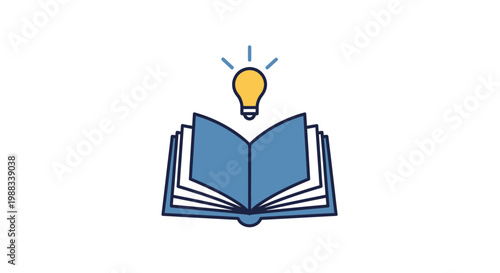 Illustration depicting the concept of knowledge, learning, and enlightenment through a book and