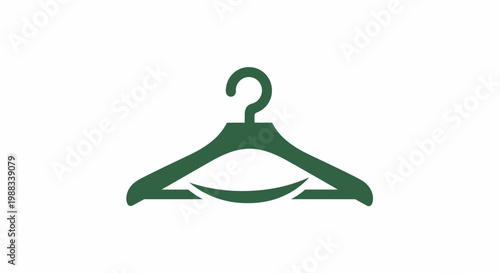 Minimalist green clothing hanger icon suitable for fashion, design, and apparel branding