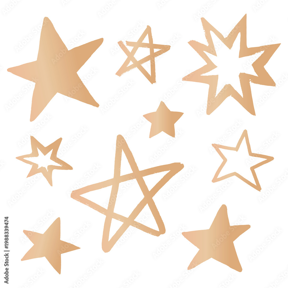 Obraz premium Golden png stars galactic doodle sticker
