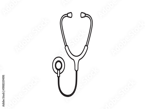 Black and white illustration of a classic stethoscope a vital medical instrument