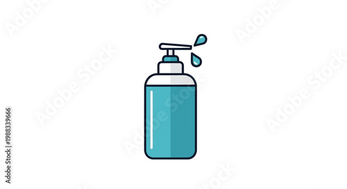 Illustration of a Hand Sanitizer Dispenser with Liquid Droplets against a White Background