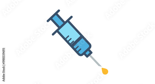 Illustration of a Syringe with a Drop, Representing Medical Treatment and Injections