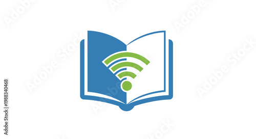 Online Learning Icon: Book and Wi-Fi Symbol Representing Digital Education