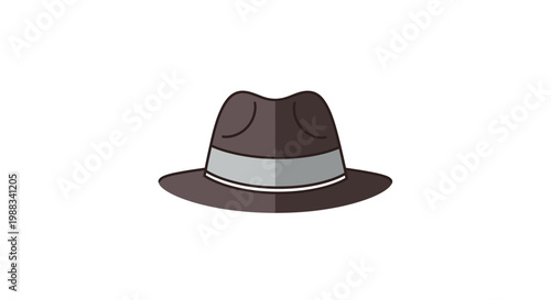 Stylish Illustrated Fedora Hat Depicted Against a Clean White Backdrop for Design