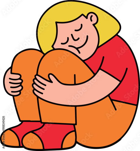 Woman hugging her knees