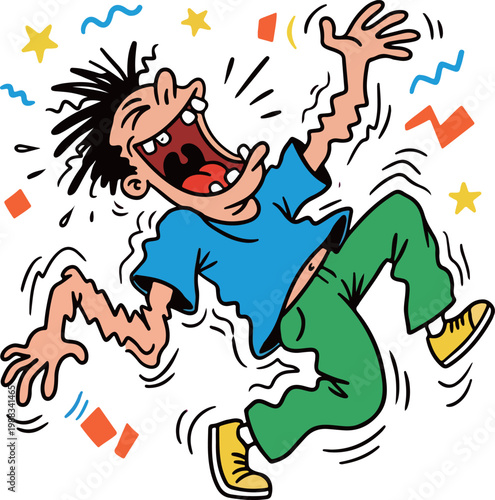 Cartoon Man Celebrating with Joy