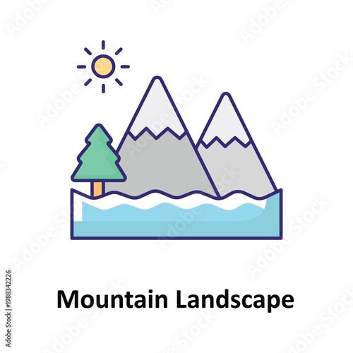Mountain Landscape Vector icon which can easily modify or edit