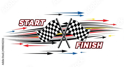 Start and Finish Line Flags with Motion Lines.