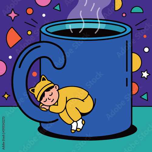 Sleeping Baby with Coffee Cup