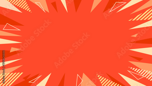 四隅に三角の集中線を配したインパクトのある赤い背景グラフィック セール向け コピースペースあり