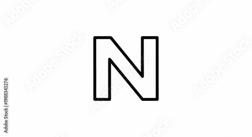 Free Download A bold, outlined letter N on a pure white background - GFXLoad