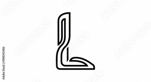 Abstract black outline forming a stylized letter L shape on white background