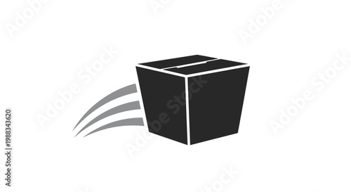 Fast moving black box speed motion icon dynamic delivery concept