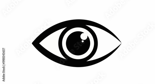 Black and white graphic of a stylized human eye, symbolizing sight and perception