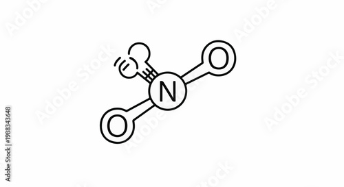 Stylized molecular diagram with central N atom bonded to three other atoms