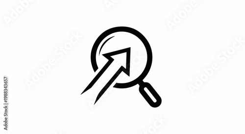 Black magnifying glass with an upward pointing arrow inside