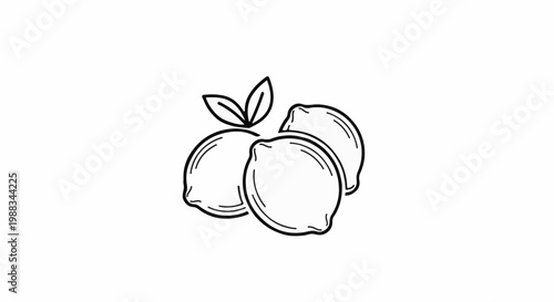 A simple line drawing shows three stylized lemons with two leaves