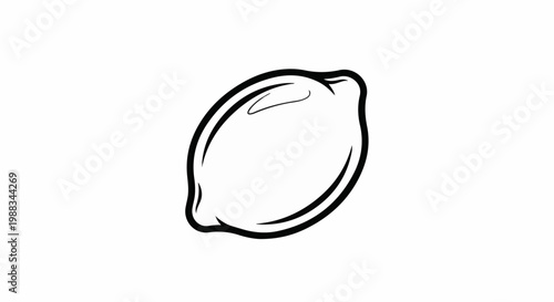 Bold black line drawing of a single lemon on a white background