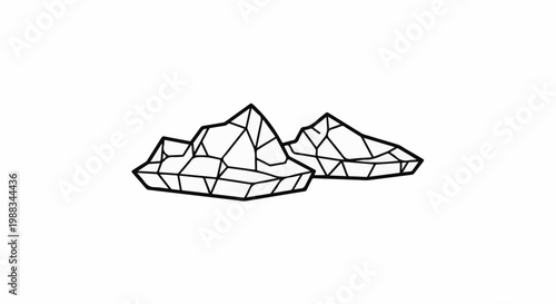 Geometric outline of two abstract mountainous shapes