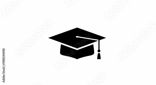 Graduation cap icon in black color representing educational achievement and accomplishment