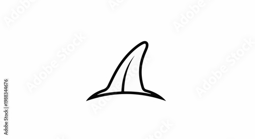 Simple black line drawing of a shark fin on a white background