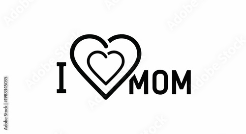 Stylized text with heart graphics, expressing affection for mother
