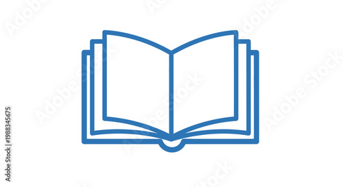 Minimalist Blue Book Icon Depicting Knowledge, Education, and Study Symbolism