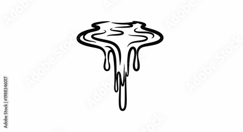 Stylized black ink illustration of molten material dripping downwards