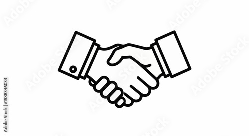 Outline graphic of two hands shaking, symbolizing agreement or partnership