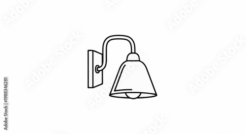 Simple line art of a wall-mounted light fixture with a curved arm