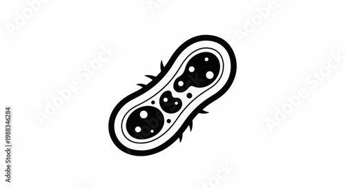 Stylized black and white illustration of a microorganism