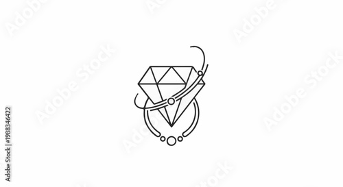 Geometric diamond shape with circular and curved lines